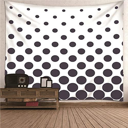 Aotiwe Tapiz Halloween, Decoración Salon Pared Patrón de Círculos Poliéster Blanco Negro 350x256CM Regalo Mujer