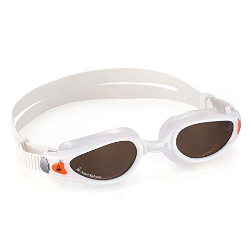 Aqua Sphere Kaiman Exo Gafas de natación, Unisex Adulto, Lente polarizada-Blanco/Naranja, Talla única