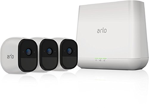 Arlo Pro VMS4230 - Sistema de seguridad y vigilancia de 3 cámaras sin cables con estación base y sirena (recargable, interior/exterior, visión nocturna, audio bidireccional, visión 130º)