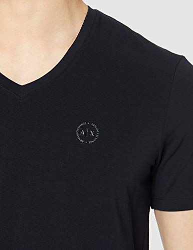 Armani Exchange Circle Logo V-Neck Camiseta, Azul (Navy 1510), X-Small para Hombre