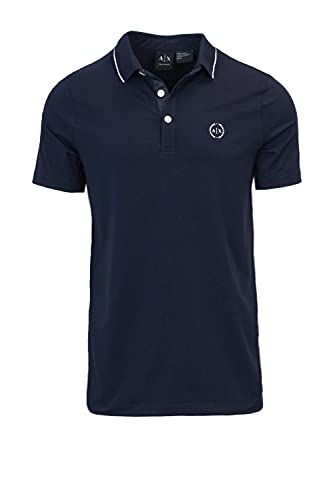 Armani Exchange Double Stripe Polo, Azul (Navy 1510), Large para Hombre