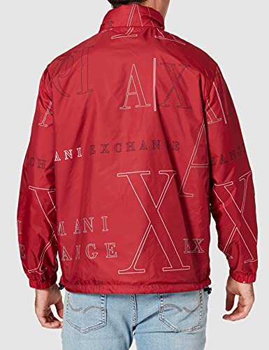 Armani Exchange Windbreaker with hood, reversible. Two pockets. Big logo on back Jacket, RED Heritage Macro/B, L