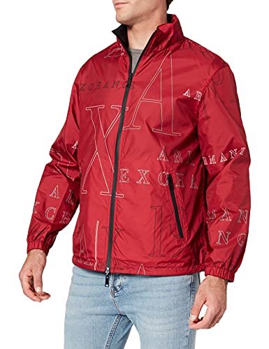 Armani Exchange Windbreaker with hood, reversible. Two pockets. Big logo on back Jacket, RED Heritage Macro/B, L