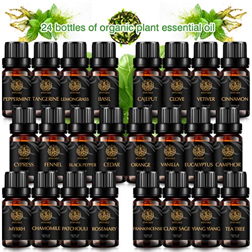 Aromaterapia Ylang Ylang aceite esencial set para difusor, 100% puro aceite esencial kit para humidificador-Top 24Kinds de menta, mandarina,albahaca,hinojo,incienso, árbol de té.Aceite esencial Set