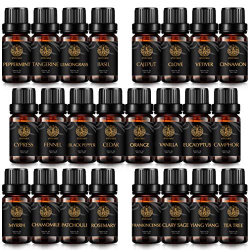 Aromaterapia Ylang Ylang aceite esencial set para difusor, 100% puro aceite esencial kit para humidificador-Top 24Kinds de menta, mandarina,albahaca,hinojo,incienso, árbol de té.Aceite esencial Set