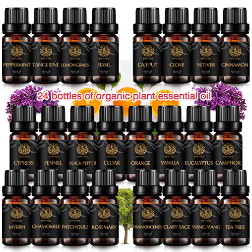 Aromaterapia Ylang Ylang aceite esencial set para difusor, 100% puro aceite esencial kit para humidificador-Top 24Kinds de menta, mandarina,albahaca,hinojo,incienso, árbol de té.Aceite esencial Set