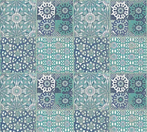 A.S. Création 368953 - Papel pintado, diseño de azulejos mediterráneos, Blau Grau Grün, 10,05 m x 0,53 m