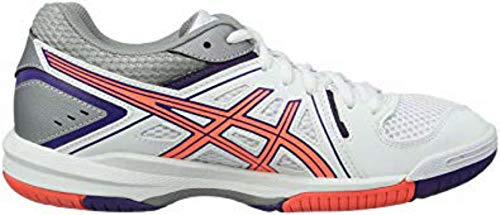 Asics Gel-Task, Zapatos de Voleibol Mujer, Blanco (White/Flash Coral/Parachute Purple), 39 EU