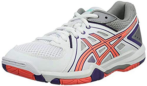 Asics Gel-Task, Zapatos de Voleibol Mujer, Blanco (White/Flash Coral/Parachute Purple), 39 EU