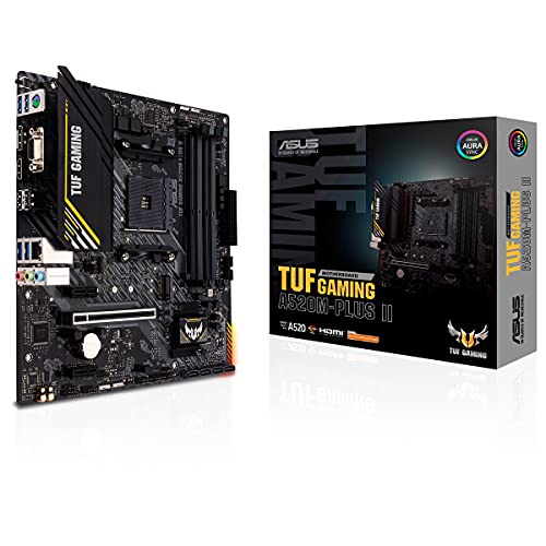 ASUS TUF Gaming A520M-PLUS II - Placa Base de Gaming Micro-ATX (AMD A520 Ryzen AM4 con Soporte M.2, Puertos USB 3.2 Gen. 1, SATA 6 Gbps y Conectores Aura direccionables de 2.Gen)