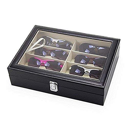 Asvert Caja para Gafas Colecciones Gafas Organizador Gafas de 8 Sol Gafas de Lectura Negro,Estuche para gafas y expositor para casa y tiendas