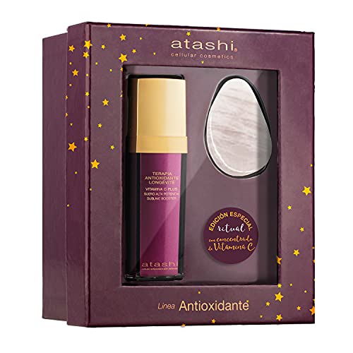 Atashi | Cofre de belleza | Ritual Antioxidante Efecto Nueva Cara | Suero Antioxidante Sublime Booster + Piedra Takimochiii | Con Vitamina C Plus | 30ml