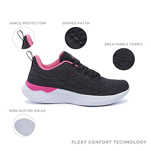 ATHIX Progressive Flexy - Zapatillas de Correr para Mujer, Negro (Negro/Rosado), 38 EU - Zapatillas Deportivas, cómodas y Transpirables