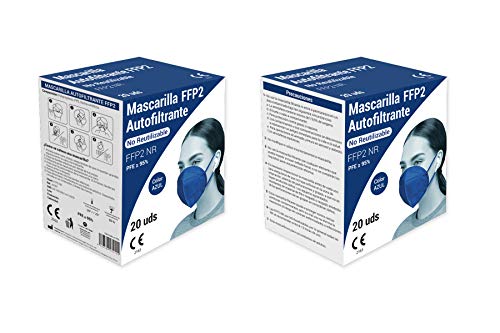 Audix Bitee 20 Mascarillas FFP2 – Color Azul - Homologada CE2163 - Envuelta Individualmente - Paquete 20 unidades