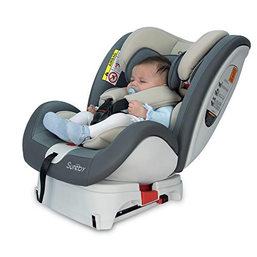 Availand Sureby Silla Coche Bebé: Grupo 0+/1/2/3 Rotación 360° Isofix, Gris Y Beige