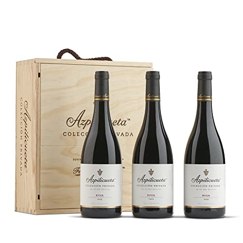 Azpilicueta Colección Privada Tinto Caja de madera Premium 3 botellas D.O.Ca Rioja Vino - 750 ml