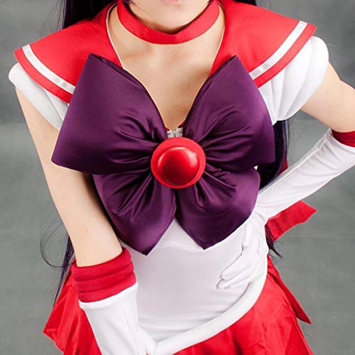 Baipin Disfraz de Guerrera Luna Rojo Vestido y Guantes Blancos, Disfraz Cosplay de Sailor Moon Arco de Princesa Vestido Uniforme de Juego para Mujer, Talla M, Longitud 82cm