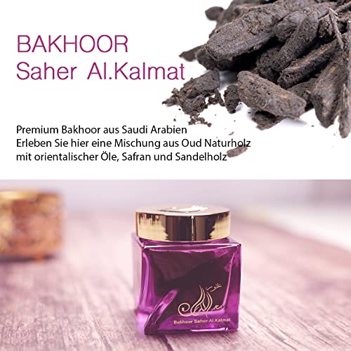 Bakhoor Saher Al.Kalmat | 30 g Oud Oil Perfume | Virutas de Agarwood