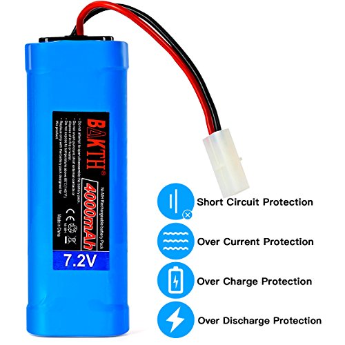 BAKTH 7.2V 4000mAh NiMH RC Paquete de Carreras de baterías para Modelos de Coches, Aviones, Robots (Juguetes), batería de Alto Rendimiento RC + Posavasos como Regalo