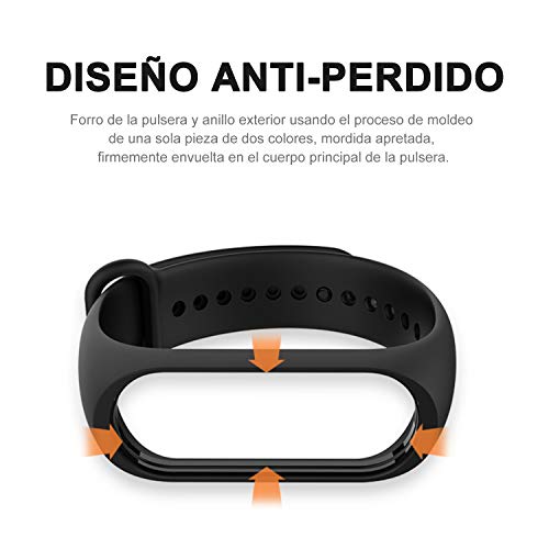 BANGTING 5 PCS Correa Compatible con Pulseras Xiaomi Mi Band 3/4, Correas para Fundas Mi Fit Band 4 My Band 3 Inteligente Funda Miband3 Pulsera Reloj Silicona Banda Reemplazo