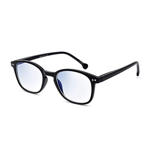 Baytion Gafas Luz Azul Hombre y Mujer, Gafas de Ordenador Bloqueo de luz Azul, Gafas con Filtro de luz Azul, Anti-UV, Anti-fatiga y Anti-reflejos Gafas Para PC Ordenador & Gaming, Negro