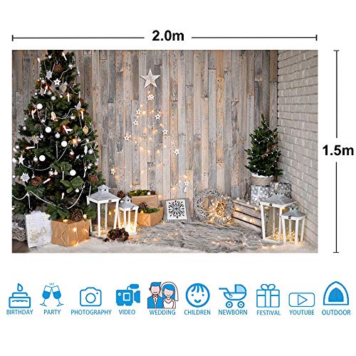 BDDFOTO Fondos de fotografía de Navidad, 1,5 x 2 m Tablero de madera vintage Fondos de Navidad Muñeco de nieve Nevando Fondo de Navidad Fondo de madera para niños