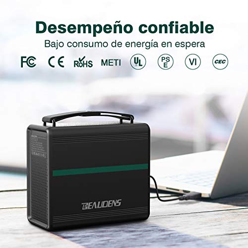 BEAUDENS Generador Solar Portátil 166Wh, Batería de Litio-ferrofosfato, AC/DC/USB, 2000 Ciclos, 10 Años de Duración, Almacenamiento Suministro de Energía para Emergencia, Viaje