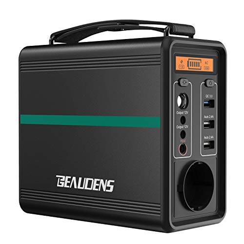 BEAUDENS Generador Solar Portátil 166Wh, Batería de Litio-ferrofosfato, AC/DC/USB, 2000 Ciclos, 10 Años de Duración, Almacenamiento Suministro de Energía para Emergencia, Viaje