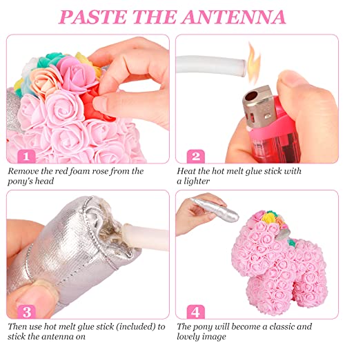 Becoyou Rose Poni Artificiales Eternal Rose Foam Flower Poni con Luces Collar de Cadena Joyero para el día de San Valentín Aniversario Boda Cumpleaños Mujeres Niñas Niños Regalos Regalo Muñeca