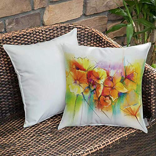 Bedding Fundas de Almohada ,Flor de acuarela, vibrante ramo de otoño con imágenes fragantes de tipos de flores Narciso, múAlmohada cómodo Sofá rectángulo Funda de Cojín Decoración para El Hogar45x45cm