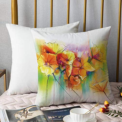 Bedding Fundas de Almohada ,Flor de acuarela, vibrante ramo de otoño con imágenes fragantes de tipos de flores Narciso, múAlmohada cómodo Sofá rectángulo Funda de Cojín Decoración para El Hogar45x45cm