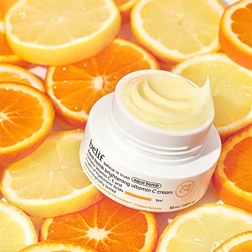 Belif Aqua Bomb Brightening Vitamin C Cream 50ml, Daily Anti Aging Moisturizer Cream for Face