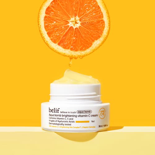 Belif Aqua Bomb Brightening Vitamin C Cream 50ml, Daily Anti Aging Moisturizer Cream for Face