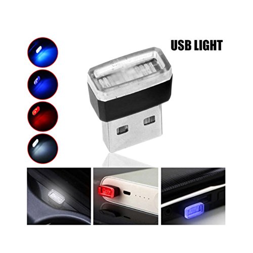 Bello Luna 2 Unids USB Car Interior Lámpara Ambiental para Banco de Energía Portátil para Coche - Azul Hielo