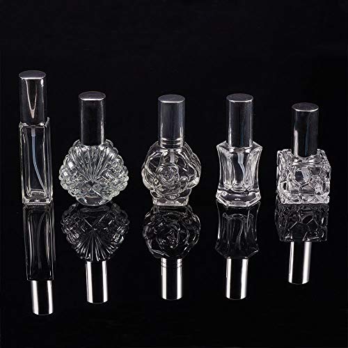 BENECREAT 5 Pack Botella Cristal de Perfume Spray de Perfume Contenedor Portátil de Atomizador Rellenable Recipiente de Spray de Cosmético 5 Estilos Mixtos