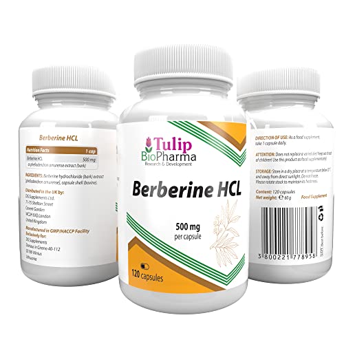 Berberina HCL 500mg 120 cápsulas, LABORATORIAMENTE PROBADO por AGROLAB ALEMANIA, altamente dosificado, no OGM, sin rellenos ni aditivos