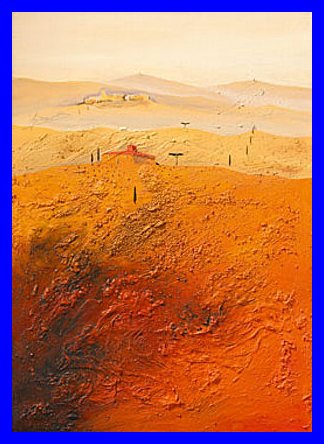 Bernhard Gerner - Póster de paisaje mediterráneo, azul, Alu Rahmen in blau