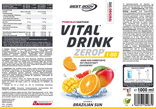 Best Body Nutrition Low Carb Vital Drink Brazilian Sun - 1000 ml