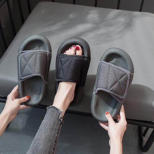 B/H Chanclas Unisex Adulto,Par de Sandalias y Zapatillas de Velcro. Zapatillas de Playa de Pan Gordo de Suela Gruesa-Gray_Hombres 43,Zapatillas Antideslizantes Libre Baño