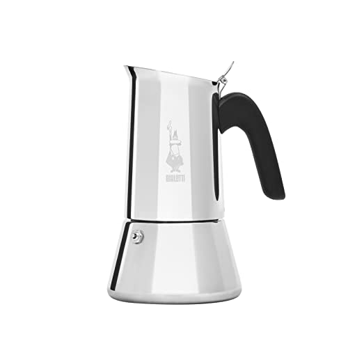 Bialetti - Nueva Venus de Inducción, Cafetera Italiana para Espressos de Acero inoxidable, adecuado para todo tipo de Placas, 10 Tazas de café (430 Ml), Aluminio y Plata