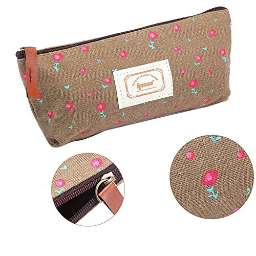 BIGBOBA 4pcs Pencil Case Cute Floral Lienzo lápiz Bolsa Oficina en casa Escuela papelería para Estudiantes