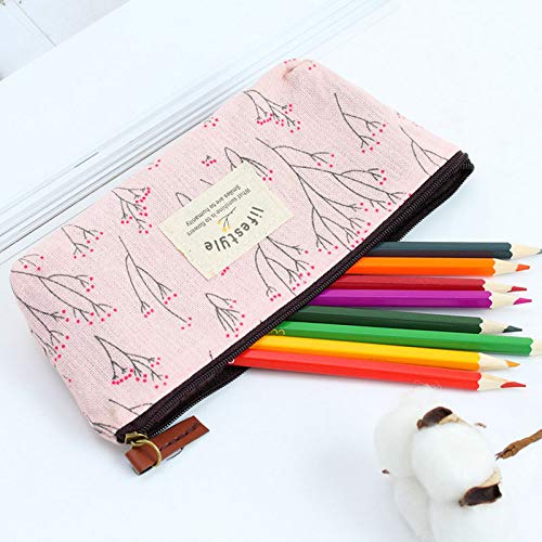 BIGBOBA 4pcs Pencil Case Cute Floral Lienzo lápiz Bolsa Oficina en casa Escuela papelería para Estudiantes