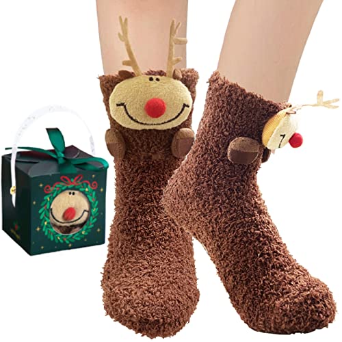 BINXWA calcetines divertidos regalo para mujeres mamá, alces calcetines antideslizantes para mujeres,para mujeres calcetines de casa para mujeres