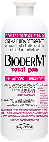 Bioderm Total Gen - Crema Limpiadora Hidratante, Emoliente y Refrescante - Sin Aclarado para la Higiene Diaria Corporal Sin Agua - Indicada para el Aseo de Personas Encamadas - 1000 ml