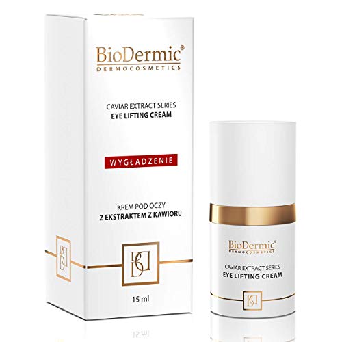 BioDermic Crema para ojos y párpados con extracto de caviar, antiedad, hidratante, dermocosmética suavizante multifuncional, Made in the EU, 1 x 15 ml