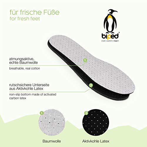 biped tres pares de plantillas de carbón activo infantiles con látex, para una regulación climática, higiene y frescor en el calzado y en los pies z2768 (30-31)