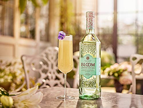 Bloom London - Ginebra seca con cítricos florales, sin azúcar, sin gluten, apta para veganos