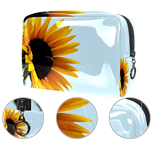 Bolsa de maquillaje de viaje de girasol y abeja para maquillaje, organizador para mujeres y niñas, Girasol y abeja, 18.5x7.5x13cm/7.3x3x5.1in