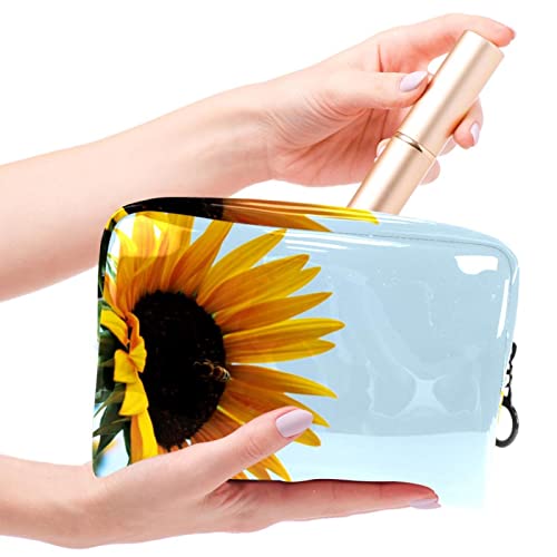 Bolsa de maquillaje de viaje de girasol y abeja para maquillaje, organizador para mujeres y niñas, Girasol y abeja, 18.5x7.5x13cm/7.3x3x5.1in