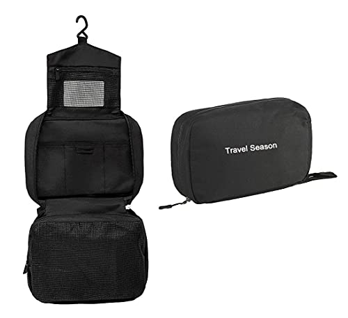 Bolsa de Viaje Bolsa de Aseo con Gancho para Colgar, Bolsa de Lavado de Bolsa de cosméticos Repelente al Agua (Black)